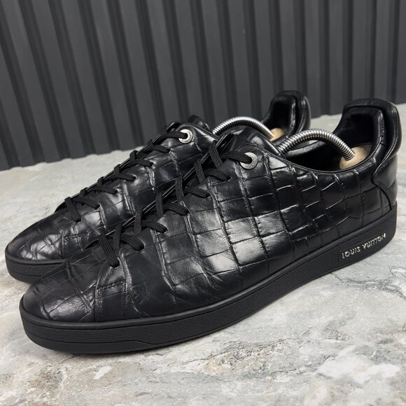 Louis Vuitton Frontrow Low Sneakers Embossed Black Leather 10 LV or 11 US 44 EUR - Picture 1 of 12